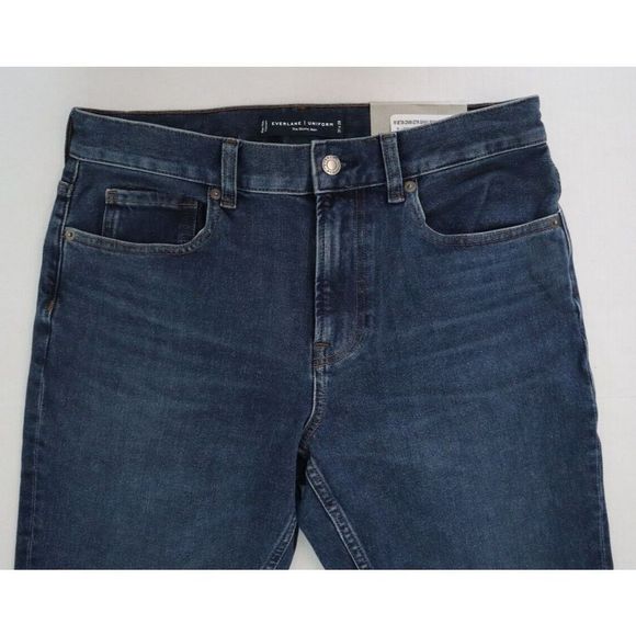Everlane Uniform Men's Sz 31x28 Dark Blue Mid Rise Skinny Straight Jeans $98+ - Picture 3 of 9
